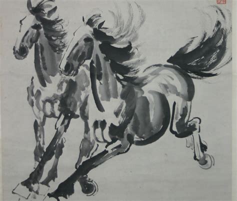 xu beihongs original double horses painting