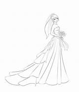 Wedding Dress Anime Girl Kleurplaat Coloring Sketch Drawing Bruiloft Pages Sketches Fashion sketch template