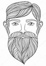 Zentangle Adu Portret Baard Snor Mustache Panki Stockbeeld sketch template