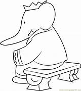 Babar Sitting Stool Coloringpages101 sketch template
