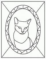 Cat Stained Glass Patterns Pattern Mosaic Coloring Template Window Easy Printable Stain Designs Windows Quilt Comments Stencils Choose Board Popular sketch template