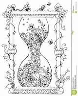 Hourglass Clessidra Doodle Zenart Zentangl Fiorente Molla Scarabocchio Dello Funghi Flowering sketch template