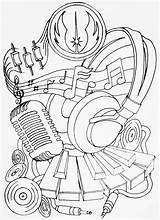 Music Tattoo Coloring Microphone Designs Drawing Musique Drawings Musica Tattoos Coloriage Piano Men Pages Adult Disegni Religious Cool Old Sleeve sketch template
