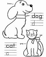 Dog Coloring Cat Pages Kids Color Learning Printable Educational Colors Instructions Colouring Number Activity Dogs Cats Numbers Objects Kindergarten Worksheets sketch template