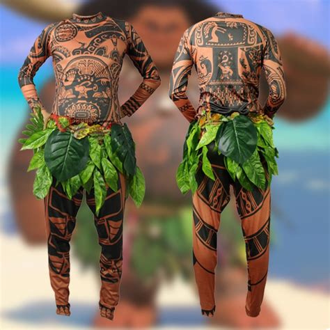 Movie Moana Maui Cosplay Costume Full Sets Halloween Party Men Fancy