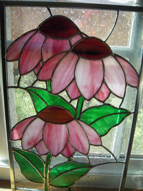 simply pink daisies stained glass flowers stained glass panels