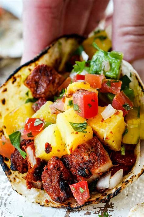 authentic tacos al pastor  grilled pineapple video