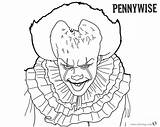 Coloring Pages Pennywise Printable Clown Scary Print Template Stephen Visit Horror sketch template
