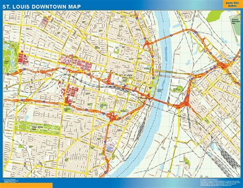 st louis downtown wall map largest wall maps   world