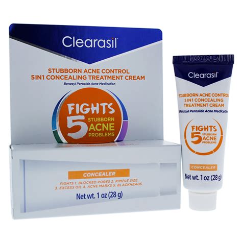 stubborn acne control    concealing treatment cream  clearasil  unisex  oz treatment