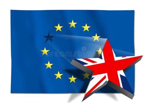 brexit star  united kingdom flag flying   flag   european union stock