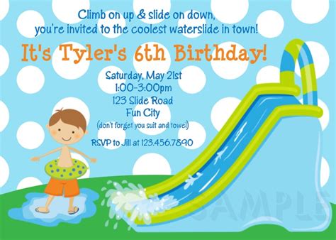 waterslide birthday invitations water  birthday party etsy