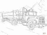 Coloring Truck Pages Semi Log Mack Trailer Drawing Cabin Printable Tractor Colouring Diesel Adult Peterbilt Sketch Adults Trucks Color Getcolorings sketch template