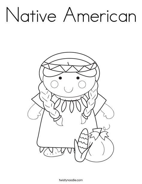 native american coloring page twisty noodle