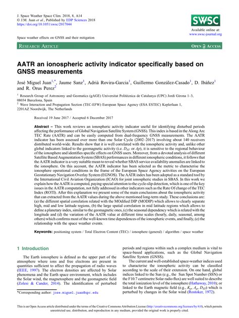 aatr  ionospheric activity indicator specifically based  gnss