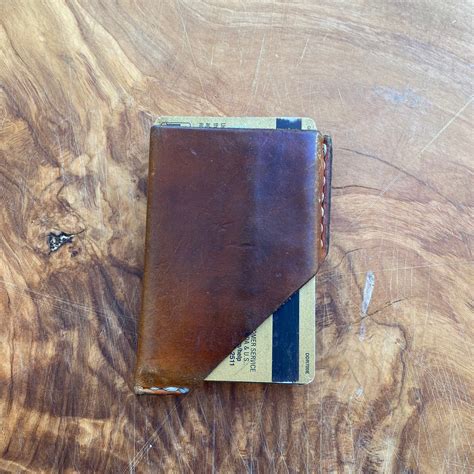 leather card holder  money clip etsy
