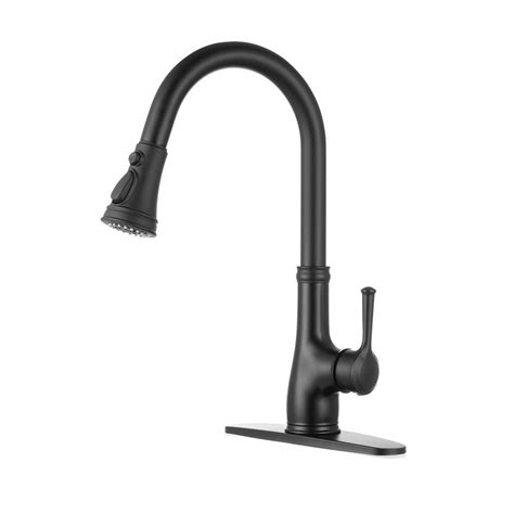 black kitchen sink faucet single handle pull  matte black kitchen