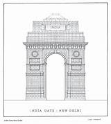 Gate India Delhi Sketch Colouring Pages Coloring Template Paintingvalley sketch template