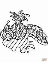 Coloring Pineapple Zentangle Bananas Pear Pages sketch template