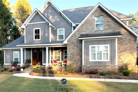 exterior siding sherwin williams gauntlet gray pure white trim brown brick gray roof wood
