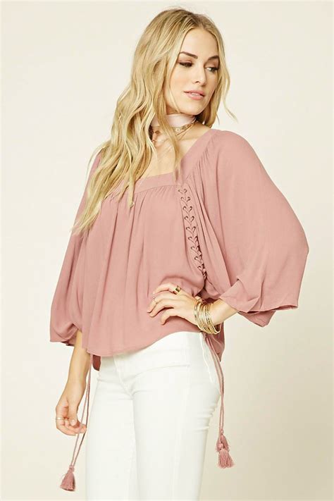 contemporary lace up blouse forever 21 2000197273