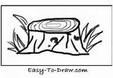 Stump Draw Tree Easy Cartoon Step Kids Grass Outlines Brown Dark Color sketch template