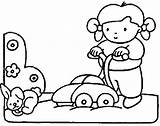 Coloring Pages Kids Push Toy Pull Girl Template sketch template