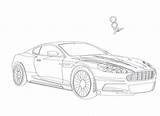 Aston Martin Coloring James Car Sketch Draw Bonds Bond Pages Trace Template sketch template