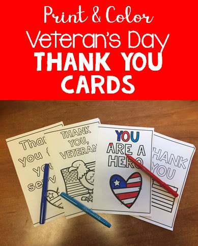 print  color veterans day   cards   table  pencils