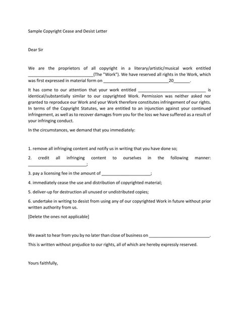 30 cease and desist letter templates [free] ᐅ templatelab