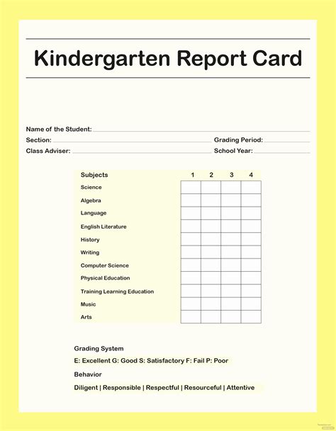 printable report cards  preschool printable templates