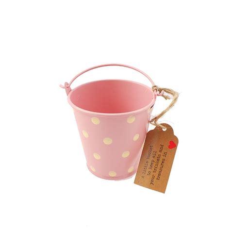 Small Polka Dot Desk Tidy Bucket Pink