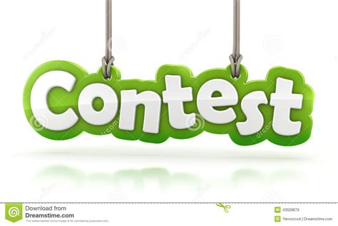 contest green word text hanging  white background stock illustration
