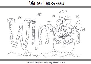 winter colouring sheets kids puzzles  games