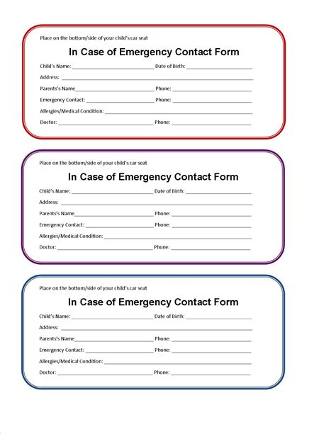 emergency contact template