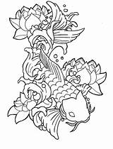 Fish Coy Tattoo Coloring Pages Koi Prosperity Symbol Stencil Stencils Kids Kidsplaycolor Designs Drawing Visit sketch template
