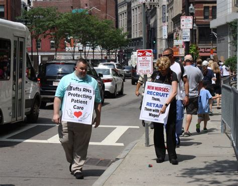 tufts medical center nurses hit the picket line during one