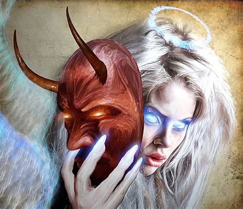She Demon Fantasy Art Angel Girl With A Devil Mask