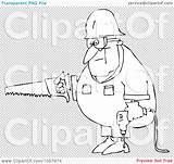Clip Carrying Worker Drill Saw Outline Coloring Illustration Man Royalty Vector Djart sketch template