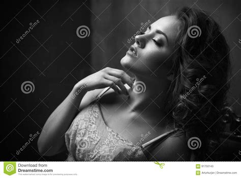 Glamorous Curvy Brunette Woman Stock Image Image Of Design Dress