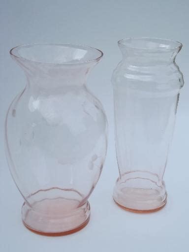 Vintage Rose Pink Depression Glass Flower Vase Lot Old Antique Vases
