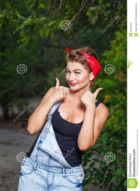 Pin Up Girl Give Thumbs Up Stock Image Image Of Doll