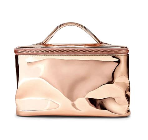Faux Patent Leather Makeup Bag 10 Rose Gold Ts