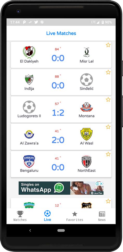 livescore football android full app admob football soccer analysis app
