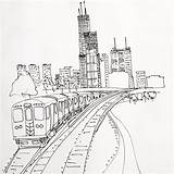 Chicago Skyline Drawing City Philadelphia Vegas Line Train Las Pen Getdrawings Drawn Dallas sketch template