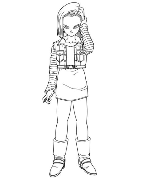 android 18 from dragon ball z coloring page anime coloring pages