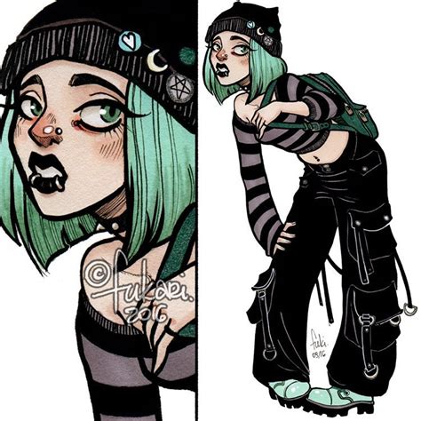 00 S Goth Girl Inspired By One Of My Latest Posts 💀💚 Emo Art Goth Art