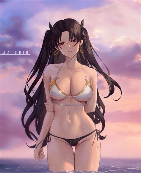 azto dio cleavage wet body big boobs red eyes fate grand order