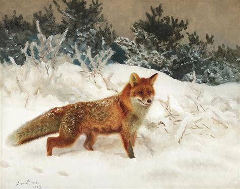 Bruno Liljefors Fox In Winter Landscape 5 Painting By Artistic Rifki