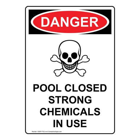 osha danger  swimming pool closed chemicals bilingual sign odb